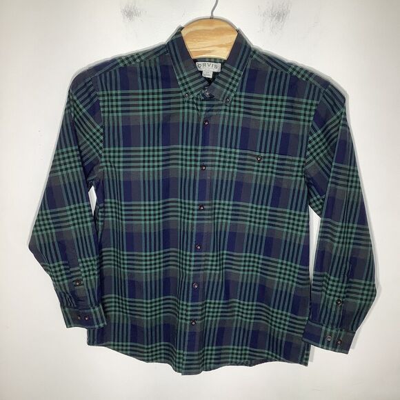 Orvis Mens‎ Long Sleeve Button Up Heavy Cotton Shirt Plaid Size Large - Picture 2 of 6